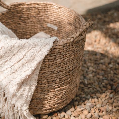 Panier de Rangement, Corbeille à Linge et Cache-Pot en Jacinthe d'Eau avec Poignées - PANGIVO