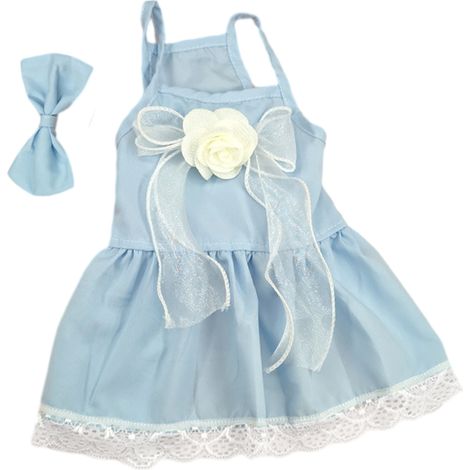 1 robe pour chien et chat, en maille et coton, avec nœud floral, respirante et confortable, pour chiots, chatons et chiens de petite à grande taille (1/5)