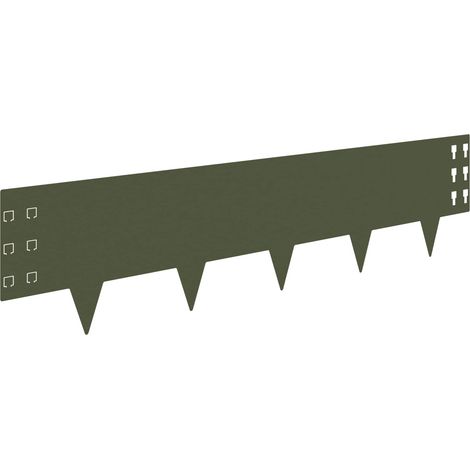 Borde de Césped 10 pcs 100 x 25 cm Acero Verde oliva vidaXL (1/5)