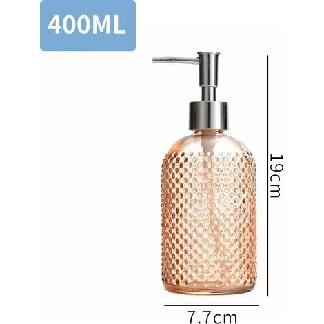 (jaune) 1 flacon pompe de 400 ml en verre de luxe Nordic Light pour lotion désinfectante pour les mains, shampoing et gel douche - Design élégant (1/5)