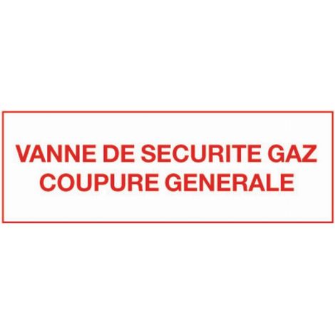 Etiqueta válvula de seguridad gas SELF CLIMAT Corte general - 200x100mm - 215282