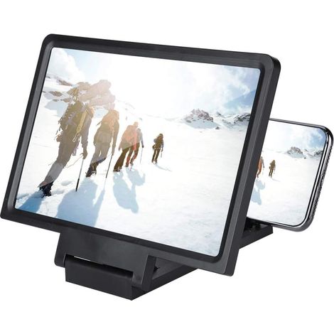 Loupe d'écran de téléphone, amplificateur d'écran de téléphone portable ultra-clair avec support de support pliable, léger et portable pour une meilleure expérience de visionnage de films(noir) (1/5)
