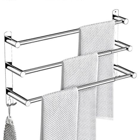 Porte-serviettes extensible de 43 à 75 cm, étagère murale en acier inoxydable pour salle de bain, gain de place. (1/5)