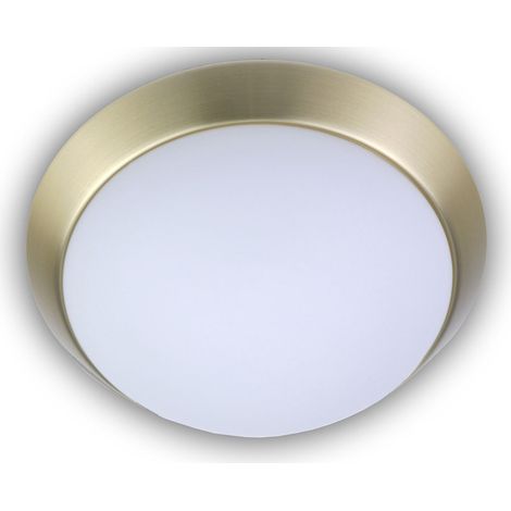 LED Deckenleuchte Deckenschale rund Opalglas matt Dekorring Messing matt Ø 25cm (1/4)