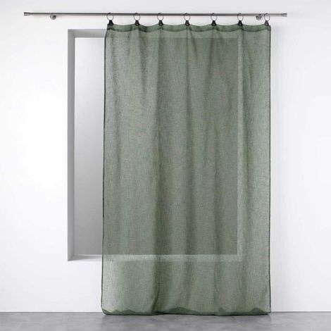 Paris Prix – Rideau voilage à anneaux 140x240cm kaki – 100% polyester – Effet tissé moderne pour décoration intérieure (1/3)