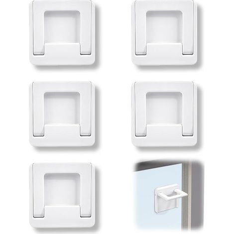 Cerraduras para ventanas JSSEVN-6, tope para puerta corredera, cerraduras de seguridad para niños con placa deslizante adhesiva. (1/5)
