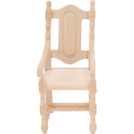 Chaise miniature en bois pour maison de poupée à l'échelle 1:12, réaliste, légère et portable, idéale pour les amateurs de poupées. (1/5)