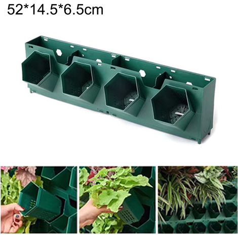 [Maceta vertical] - [PP] - [4 orificios] - Maceta vertical de pared con sistema de riego por cuerda para purificación del aire - Dimensiones: 52 x 6,5 x 14,5 cm - Fácil montaje con 4 tornillos