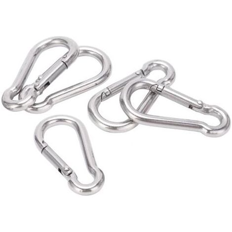 Lot de 5 mousquetons de 40 mm en acier inoxydable robuste avec ressort pour hamac et laisse de chien (1/5)