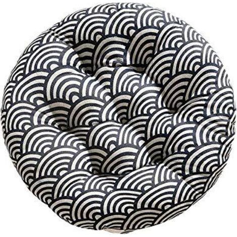 Galette de Chaise Ronde, 100% Coton et Lin - Confortables - Coussins épais et Respirants 40  40  6cm