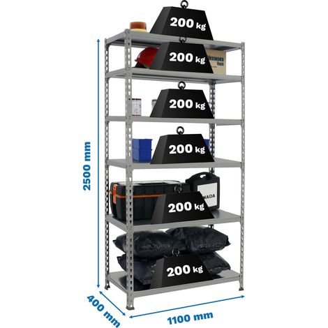 Simonrack Metallregal ohne Schrauben grau 2500x1200x400 mm