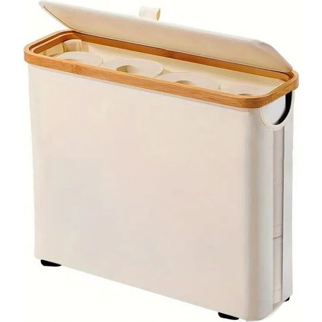 Panier avec couvercle pour papier toilette, porte-rouleau de papier toilette pour salle de bain, bac de rangement pour papier toilette de rangement (1/5)