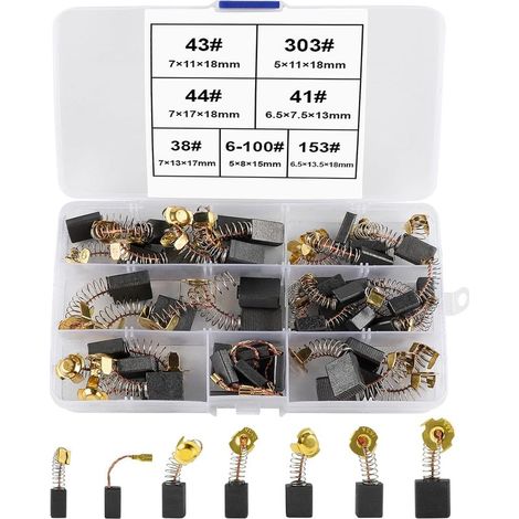 40 Pièces Balais de Charbon Machine Electrique Brosses de Carbone Brosses de Carbone pour Ponceuses Charbon Moteur Dureté Elevée pour Meuleuse D'angle Scies etc. Outils électriques-10Tailles
