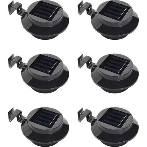 Lot de 6 lampes solaires LED, éclairage extérieur sans fil, design noir, pour gouttière, clôture, jardin (1/5)
