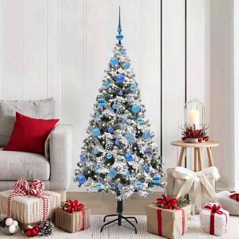 vidaXL Artificial Christmas Tree with 150 LEDs with Stand White 150 cm (1/5)