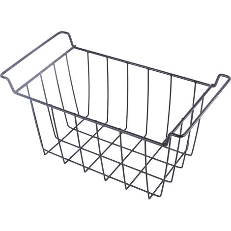 Panier de rangement suspendu pour congélateur (2 pièces), revêtement en polyéthylène, noir, pour étagères de réfrigérateur, L 39 cm, l 20 cm, H 20 cm (1/5)