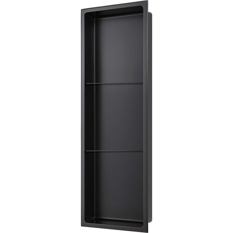 Stilform Wandnische 90 x 30 Schwarz Matt Edelstahl mit 2 Fachböden Duschablage (1/5)
