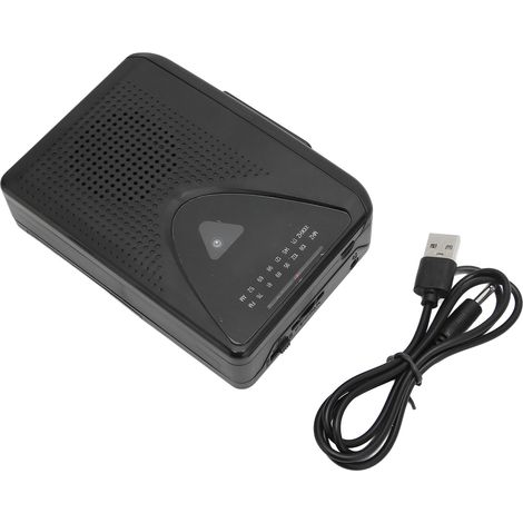Lecteur de Cassette Stéréo Rétro Portable, 2 Méthodes de Recharge, Haut-parleur Clair pour Intérieur et Extérieur, Noir
