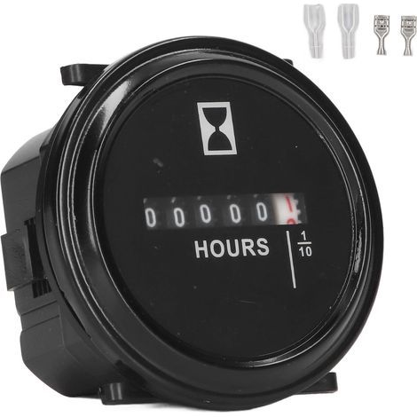Compteur horaire 99999,9 heures AC DC, compteur horaire universel, jauge mécanique à quartz ronde entièrement scellée 6-80 V (1/5)
