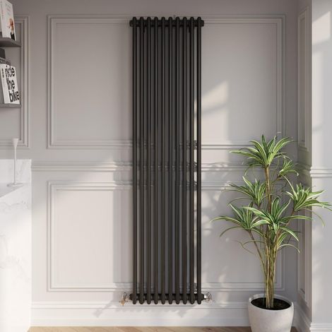 Traditional Black Colosseum Column Radiators Vertical Horizontal 1800 x 470mm Double (1/5)