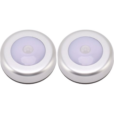 Capteur de mouvement veilleuse protection des yeux ronde petite lampe à induction LED pour placard tiroir lit bas 2 pièces blanc (1/5)