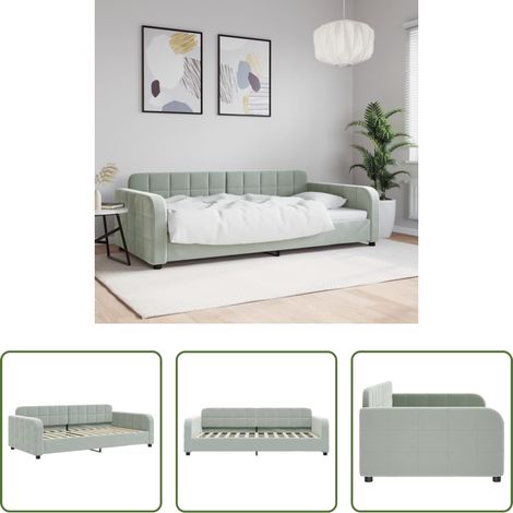 vidaXL Canapé - Lit de repos sans matelas gris clair 100x200 cm velours (1/5)