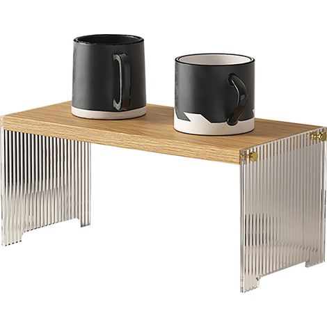 Étagère de rangement pour tasses à café, support stable, grande capacité, organisateur de comptoir pour salon et chambre, couleur bois, 1 niveau (1/5)