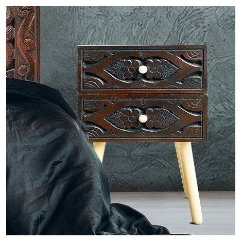 Table de chevet Catana 2 tiroirs Marron (1/4)