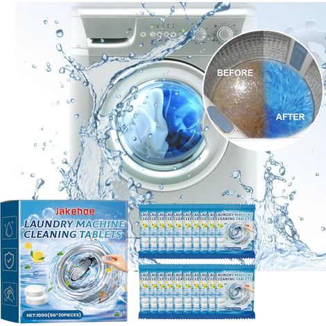Pastilles effervescentes pour lave-linge - Pastilles nettoyantes pour cuve de lave-linge à chargement frontal - Éliminent la saleté et les odeurs, et laissent un parfum agréable - 100 g (20 pastilles (1/5)