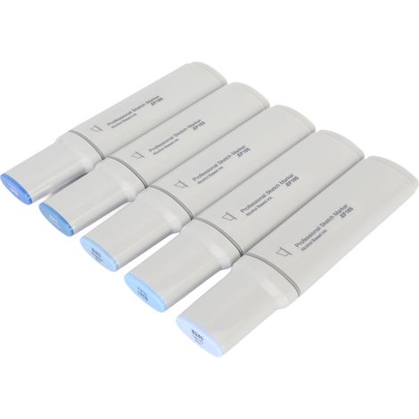 Lot de 5 marqueurs à pointe extra-large, à base d'alcool, rechargeables, de couleur bleue. (1/5)