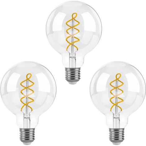 Dimmable Ampoules LED E27, G80 Vintage LED à Filament Spirale Ampoule Décorative, 6W(équivalent 40W), Blanc Chaud 2700K, 550LM, Verre transparent, Lot de 3 (1/5)