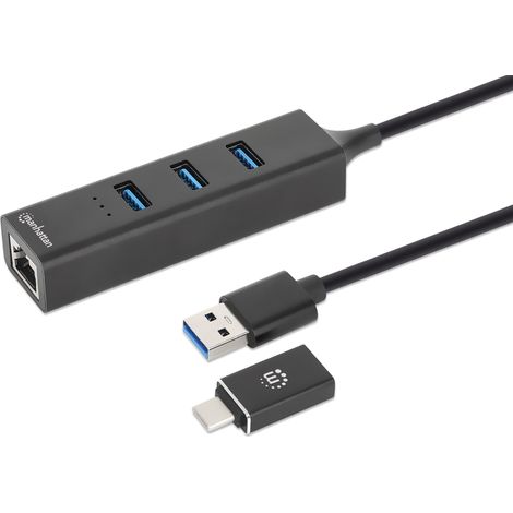 Hub USB 3.0 3 Porte Combo Type-C/A con Adattatore di Rete Gigabit (1/5)