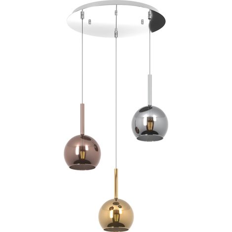 Lampadario Tondo Contemporaneo Future Metallo Cromo Vetro Multicolor 3 Luci E27