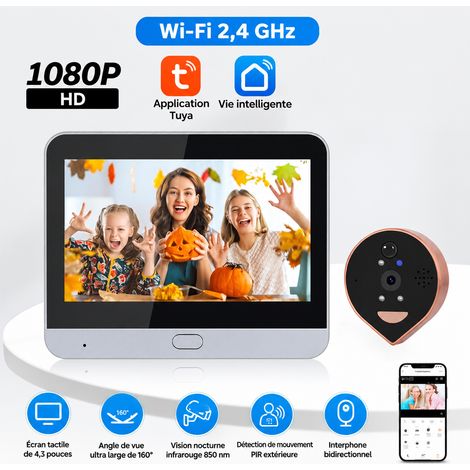 Sonnette judas vidéo connectée WiFi 1080P goutte d'eau cuivre PD11-C app pd11-c 19,2 × 12,6 × 7,5 cm 510 g – Livraison gratuite