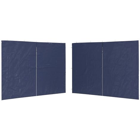 Party Tent Sidewall 2 pcs with Zipper PE Blue vidaXL
