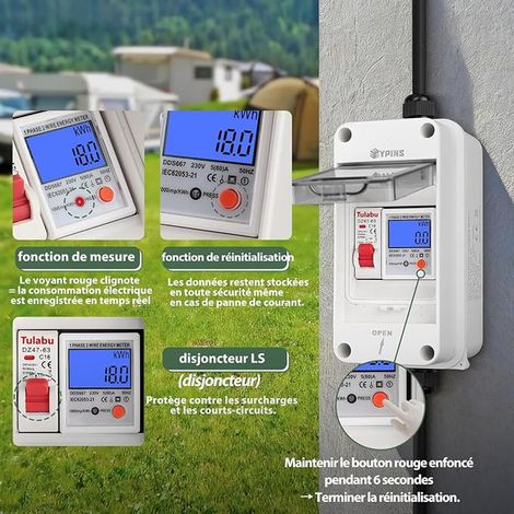 Compteur d'Énergie Portable Étanche IP65 Wattmètre de Prise (1/3)