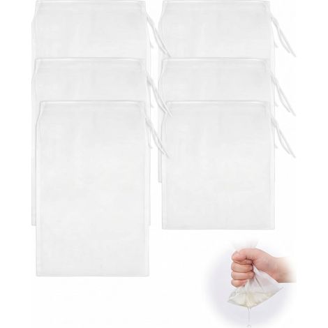 6 passoires fines réutilisables en nylon tissé – sac à lait végétal et étamine alimentaire, sans résidus, lavable et durable. (1/5)