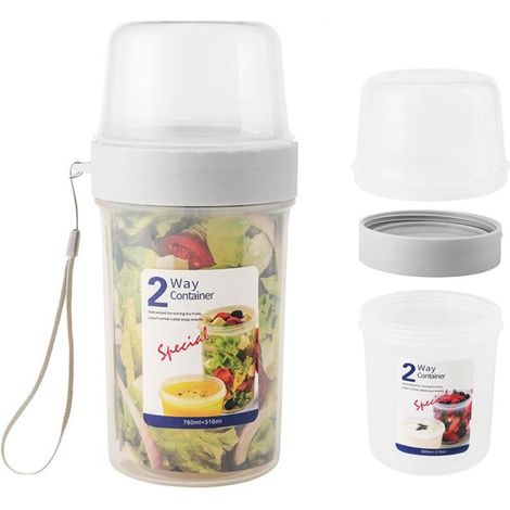 2 boîtes de rangement à double couche, boîtes scellées pour salade de yaourt, boîtes pour aliments pour bébé