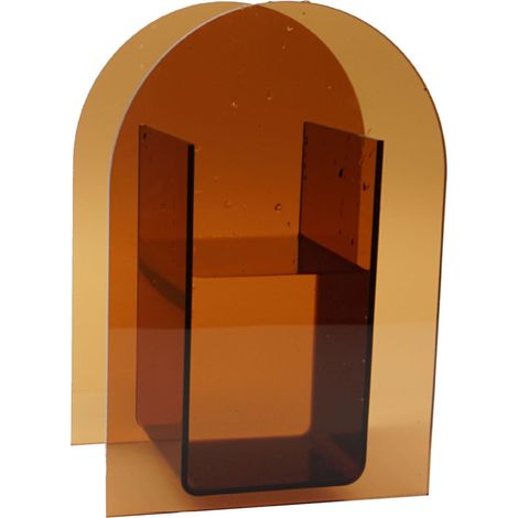 Brown Acrylic Vase Transparent Decorative Flower Vase Nordic Glass Vase Ornament for Office Living Room Book Shelf Brown Arch
