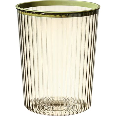 Poubelle transparente avec couvercle à anneau supérieur, grande capacité, pour usage domestique, bac vert. (1/5)