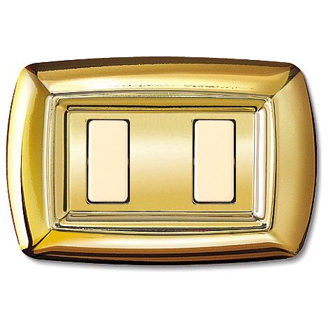 Placca serie Tondò, 2 moduli, plastica, oro, compatibile con serie BTicino Magic - Elettrocanali ECL2592OR
