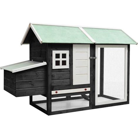 vidaXL Poulailler Gris 170x81x110 cm Bois de pin massif et sapin (1/5)