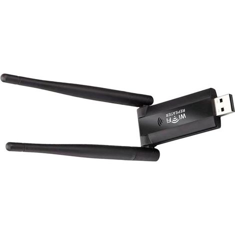 Amplificatore WiFi - Ripetitore Internet - Estensore di segnale - Interfaccia USB universale - 12 x 6 x 3 cm - Nero (1/5)