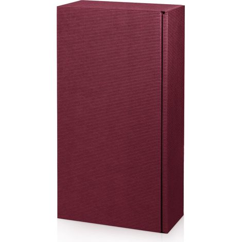 25 x Präsentkarton für 2 Flaschen 360x180x90 mm offene Welle Rot Bordeaux (1/5)