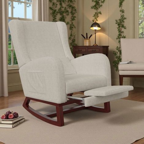 Schaukelstuhl - Teddyvelours Beige - Ergonomisch - 4 in 1 - Französisches Design