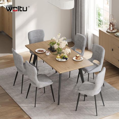 WOLTU Dining Chairs 6Pcs in Chenille Upholstered Modern Kitchen Armchairs with Metal Legs for Living Room Restaurant, Grey (1/5)