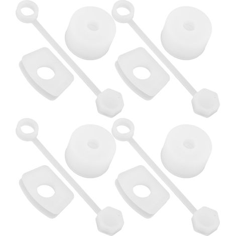 Ensemble de 4 bouchons anti-fuites en silicone transparent blanc pour gobelets, comprenant un couvercle de paille, un bouchon carré et un bouchon rond. (1/5)