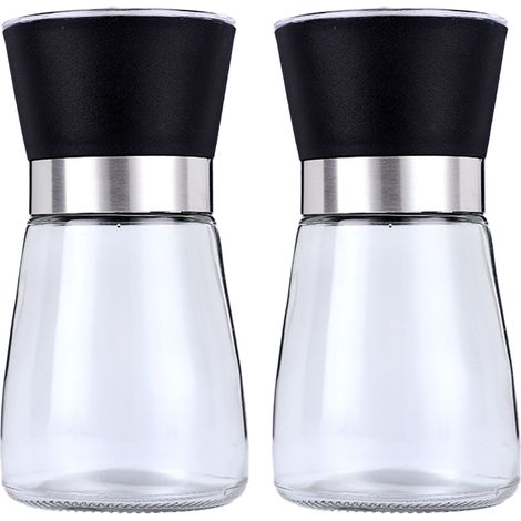 2 pièces moulin à sel et poivre, céramique réglable, acier inoxydable et verre, capacité 180 ml / 200 ml, usage cuisine maison (1/5)