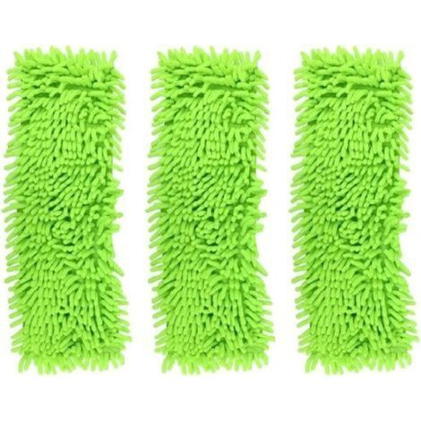 ALLIANDISEnsemble de serpillères en microfibre, lavables, pour le nettoyage humide et sec des carrelages et parquets, 3 pièces, 40x12 cm - Vert (1/4)