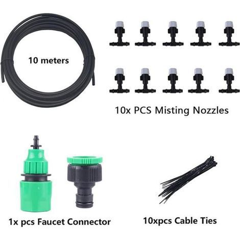 Sistema di irrigazione a spruzzo per terrazze, sistema di irrigazione a spruzzo da 10 m, kit di irrigazione, sistema di irrigazione a spruzzo per giardino per uso esterno (1/5)